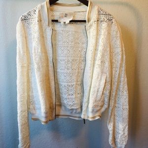 Anthropologie White Crochet Jacket
